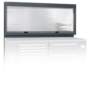 TABLICA NARZĘDZIOWA RACING SYSTEM C55 Z PANELAMI PERFOROWANYMI, ZAMYKANA ALUMINIOWĄ JASNOSZARĄ ŻALUZJĄ Z RAMĄ MONTAŻOWĄ, PUSTA, MODEL 5500/C55PS-G,  SZARA RAL 7016, 930X2050X160+60MM