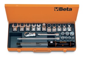 POKRĘTŁO DYNAMOMETRYCZNE KLIKOWE 668/10 Z AKCESORIAMI, 22 ELEMENTY, W PUDEŁKU METALOWYM, MODEL 671N/C10