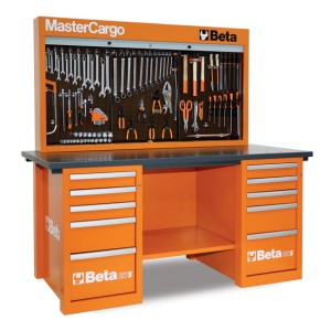 STÓŁ WARSZTATOWY 5700C/57SC Z TABLICĄ NARZĘDZIOWĄ 5700/C57P, PUSTY, MODEL 5700/C57SBO, POMARAŃCZOWY, 1800X1900X790MM