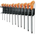 KOMPLET KLUCZY TRZPIENIOWYCH KĄTOWYCH PROFIL TORX Z RĘKOJEŚCIĄ 97TTX, T8-T50, 11 SZTUK, W WIESZAKU, MODEL 97TTX/SP11