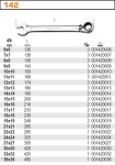 KLUCZ PŁASKO-OCZKOWY Z DWUKIERUNKOWYM MECHANIZMEM ZAPADKOWYM, MODEL 142, 22MM