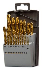 KOMPLET WIERTEŁ DO METALU, HSS-TIN, TYTANOWE, DIN 338, 19 SZTUK, ŚR1-10 MM MODEL BM1950