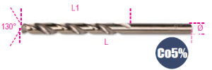 WIERTŁO CYLINDR. KRÓTKIE HSS-Co 13,00MM, MODEL 415CO/13