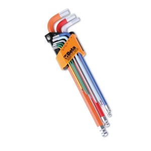 KOMPLET KLUCZY TRZPIENIOWYCH DŁUGICH Z KULISTĄ KOŃCÓWKĄ 9SZT., MODEL 96BP-CL/SC9