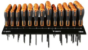 Zestaw 80 wkrętaków 1207E/TX, 1208E/RTX na półce wiszącej, model 1203E/E10P