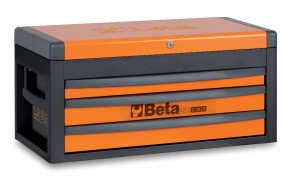 Skrzynia narzędziowa, z trzema szufladami z blachy stalowej, lakierowana, pomarańczowa, pusta, model 2200/RSC22-O