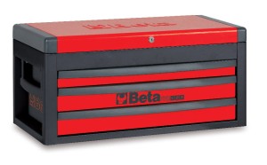 Skrzynia narzędziowa, z trzema szufladami, z blachy stalowej, lakierowana, czerwona, pusta, model 2200/RSC23-R