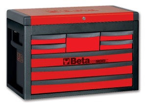 Skrzynia narzędziowa, z ośmioma szufladami, z blachy stalowej, lakierowana, czerwona, pusta, model 2300/RSC23C-R