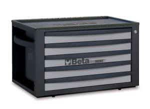 Skrzynia narzędziowa, z pięcioma szufladami, z blachy stalowej, lakierowana, szara, pusta, model 2300/RSC23T-G