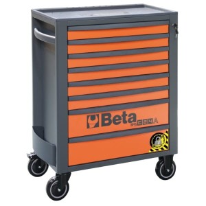 Wózek narzędziowy z ośmioma szufladami RSC24A, z blachy stalowej, lakierowany, pusty, model 2400/RSC24A/8-O, szaro-pomarańczowy, RAL7016/RAL2011