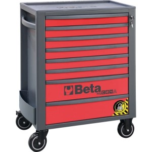 Wózek narzędziowy z ośmioma szufladami RSC24A, z blachy stalowej, lakierowany, pusty, model 2400/RSC24A/8-R, czerwony, RAL7016/RAL3000