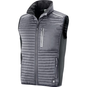 KAMIZELKA OCIEPLANA TAMPERE, Z NYLONU ZE WSTAWKAMI SOFTSHELL, SZARO-CZARNA, MODEL 422011