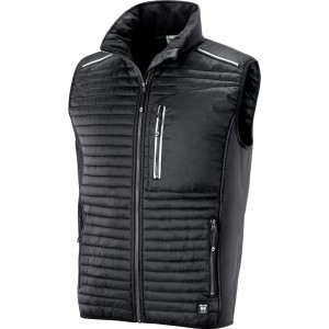 KAMIZELKA OCIEPLANA TAMPERE, Z NYLONU ZE WSTAWKAMI SOFTSHELL, CZARNA, MODEL 422028