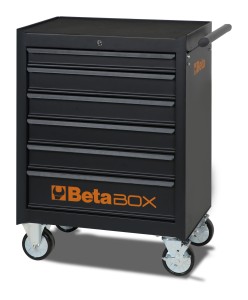 Wózek narzędziowy w kolorze czarnym 2400/C04BOX BETA WORKER z zestawem narzędzi we wkładach profilowanych, 196 elementów, model 2400/C04BOX/VU