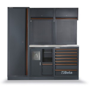 ZESTAW MEBLI WARSZTATOWYCH C45PRO, BLAT POKRYTY BLACHĄ NIERDZEWNĄ, MODEL 4500/C45PRO/CX