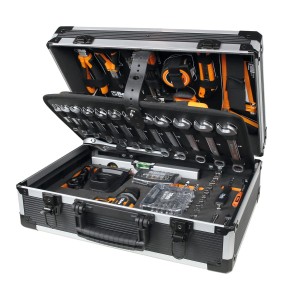 Zestaw 146 szt. Narzędzi z wiertarką akumulatorową 12V w walizce, model BW2056E/12V