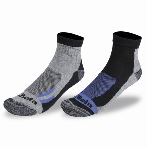 Skarpety z bawełny z recyklingu, palce i pięty z melanżowej dzianiny frotte, 2 pary, model 7426P