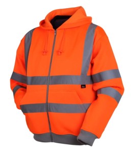 BLUZA ROBOCZA OSTRZEGAWCZA O INTENSYWNEJ WIDZIALNOŚCI WYKONANA Z POLIESTRU I BAWEŁNY Z KAPTUREM POMAŃCZOWA, MODEL VWFC14O