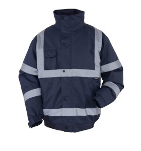 KURTKA KRÓTKA , 100% POLIESTER, Z GRUBĄ PODSZEWKĄ, PRZECIWDESZCZOWA, ZAPINANA NA ZAMEK DWUSUWAKOWY ZAKRYTY LISTWĄ, Z ELEMENTAMI ODBLASKOWYMI, POWLEKANA POLIURETANEM, GRANATOWA, MODEL VWJK04N,