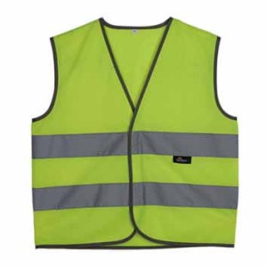 KAMIZELKA DZIECIĘCA OSTRZEGAWCZA, KOLOR ŻÓŁTY, O INTENSYWNEJ WIDZIALNOŚCI, 2 TAŚMY ODBLASKOWE, MODEL VWEN01-CY ROZMIAR 4-6 LAT