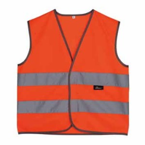 KAMIZELKA DZIECIĘCA OSTRZEGAWCZA, KOLOR POMARAŃCZOWY, O INTENSYWNEJ WIDZIALNOŚCI, 2 TAŚMY ODBLASKOWE, MODEL VWEN01-CO 10-12