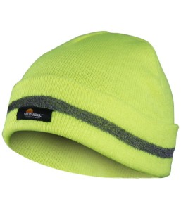 CZAPKA OSTRZEGAWCZA O INTENSYWNEJ WIDZIALNOŚCI W KOLORZE FLUORESCENCYJNYM ŻÓŁTYM, ODBLASKOWY PASEK, MODEL VW21502Y ROZMIAR UNIWERSALNY