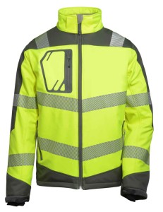 KURTKA SOFTSHELL OSTRZEGAWCZA, ŻÓŁTO-SZARA, MODEL JK268YG