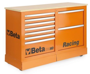 WÓZEK NARZĘDZIOWY TYPU RACING MD, Z BLACHY STALOWEJ, LAKIEROWANY POMARAŃCZOWY, PUSTY, MODEL 3900/C39MDO, 980X1540X520MM