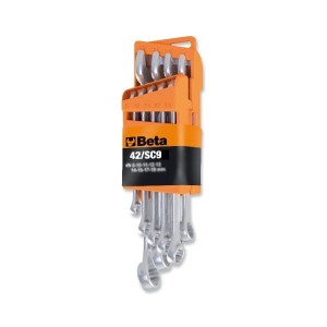 KOMPLET KLUCZY PŁASKO-OCZKOWYCH 42, 8-19 MM, 9 SZTUK, W UCHWYCIE Z TWORZYWA SZTUCZNEGO, MODEL 42/SC9E