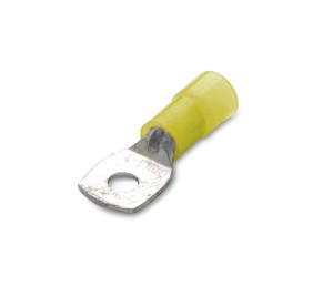 KOŃCÓWKA KABLOWA OCZKOWA RUROWA MIEDZIANA CYNOWANA IZOLOWANA, 6/6, 6 MM2, ŚR6, NYLON, ŻÓŁTA, Z OTWOREM INSPEKCYJNYM, OPAKOWANIE 100 SZTUK MODEL BM003311