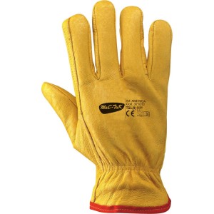 RĘKAWICE ZE ŚWIŃSKIEJ SKÓRY LICOWEJ NA PODSZEWCE Z POLARU, KOLOR ŻÓŁTY, MODEL 321010