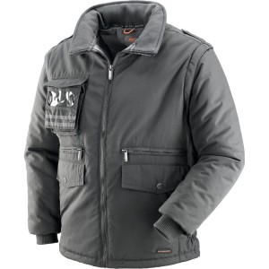 KURTKA WATOWANA KENT, 65%POLIESTRU, 35% BAWEŁNY, DUŻA ILOŚĆ KIESZENI, ODPINANE RĘKAWY, KOLOR SZARY, MODEL 42118