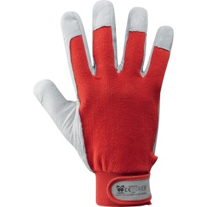 RĘKAWICE Z LICOWEJ OWCZEJ SKÓRY I BAWEŁNY, WYKŁADANE POLAREM, MANKIET REGULOWANY NA RZEP. MODEL 316035