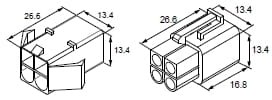 OBUDOWA IZOLACYJNA WTYKU ZŁĄCZA SERII M620, 4P, 300V, 13A, NYLON, OPAKOWANIE 500 SZTUK MODEL BM01034