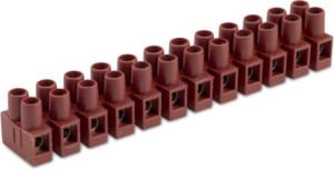 LISTWA ZACISKOWA WZMOCNIONA ŚRUBOWA, 12P, 2,5 MM2, Z OCHRONĄ PRZEWODU, POLAMID+25% WŁÓKNA SZKLANEGO, KOLOR BRĄZOWY, OPAKOWANIE 50 SZTUK MODEL BM92GFCS