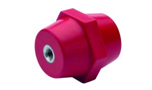Izolator wsporczy, gwint M12, wysokośc 75 mm, czerwony, Polyester, opakowanie 4 sztuki
