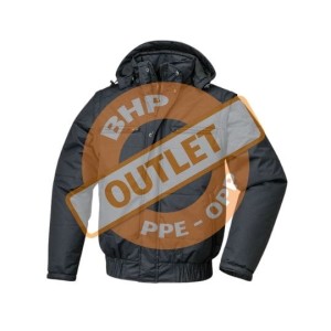 KURTKA 100% POLIESTRU DOBBY 230T Z ODPINANYM KAPTUREM I REKAWAMI, WATOWANA, WODOODPORNA, NA PODSZEWCE, KOLOR CZARNY, MODEL 7780N