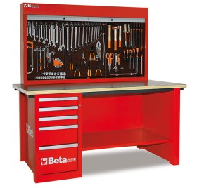 STÓŁ WARSZTATOWY 5700C/57SD Z TABLICĄ NARZĘDZIOWĄ 5700/C57P, PUSTY, MODEL 5700/C57SAR, CZERWONY, 1800X1900X790MM