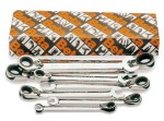 KOMPLET KLUCZY PŁASKO-OCZKOWYCH Z DWUKIERUNKOWYM MECHANIZMEM ZAPADKOWYM, CALOWYCH 142AS, 5/16 - 3/4, 8 SZTUK, W KARTONIE, MODEL 142AS/8