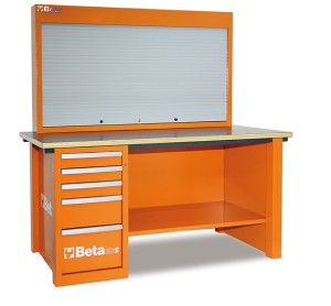 STÓŁ WARSZTATOWY 5700C/57SD Z TABLICĄ NARZĘDZIOWĄ 5700/C57P, PUSTY, MODEL 5700/C57SAG, SZARY 1800X1900X790MM