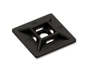 UCHWYT MONTAŻOWY PRZYKLEJANY, DWUTOROWY, DO OPASEK KABLOWYCH DO 4.8MM, KOLOR CZARNY, UVR, MODEL N0902, 28X28X7MM, OPAKOWANIE 100 SZTUK