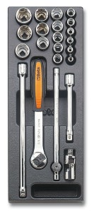 WKŁAD PROFILOWANY TWARDY Z ZESTAWEM 17 NASADEK 910A Z 5 AKCESORIAMI, MODEL 2424/T92