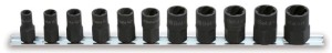 KOMPLET NASADEK SPECJALNYCH 1428, 8-19MM, 11 SZTUK, NA SZYNIE METALOWEJ, MODEL 1428/SB11