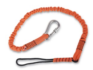 LINKA ŁACZĄCA AMORTYZUJĄCA ELASTYCZNA Z KARABINKIEM DO MOCOWANIA NARZĘDZI DO PRAC NA WYSOKOŚCIACH, MODEL 8877, L 70-110CM, UDŻWIG MAKS. 2.7KG